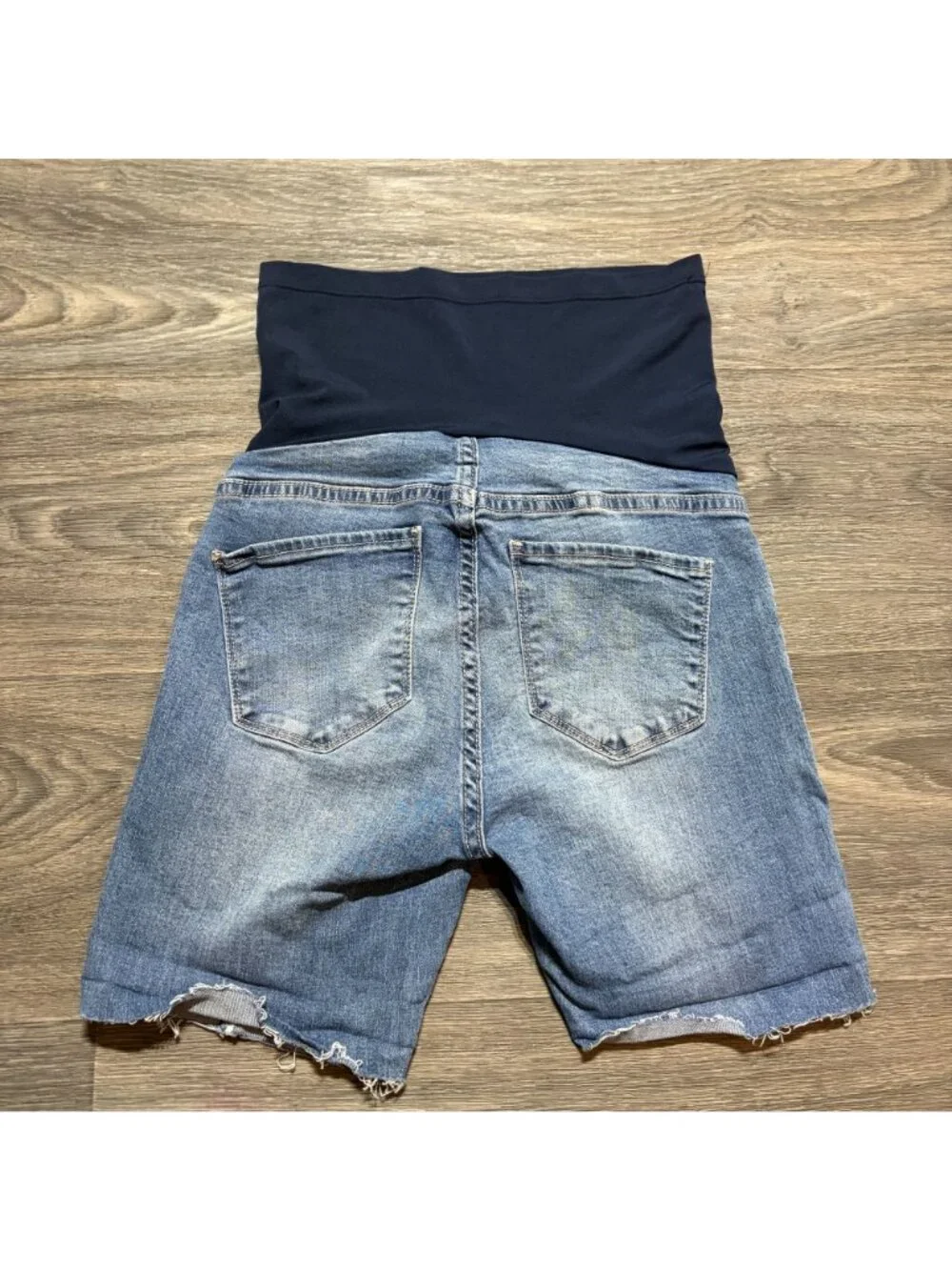 Song Maternity Denim Jean Shorts Small Cut Offs Distressed Full Panel Summer